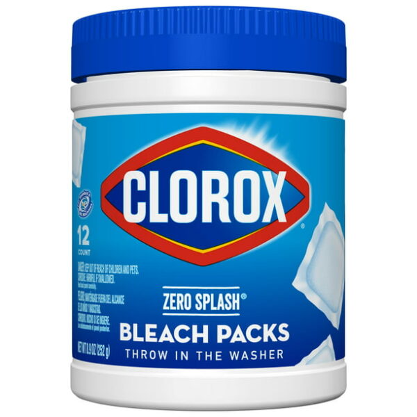 Clorox Zero Splash Bleach Packs, Regular Scent, 8.9 oz, 12 Count