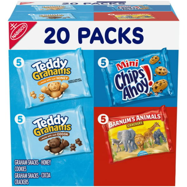 Nabisco Fun Shapes Variety Pack Barnum's Animal Crackers, Teddy Grahams & CHIPS AHOY!, 20 Snack Packs