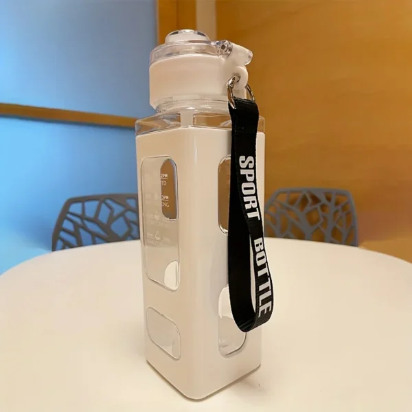 1pc Bounce Cap Water Bottle, Summer Plastic Straw Double Drinking Cup - Image 4