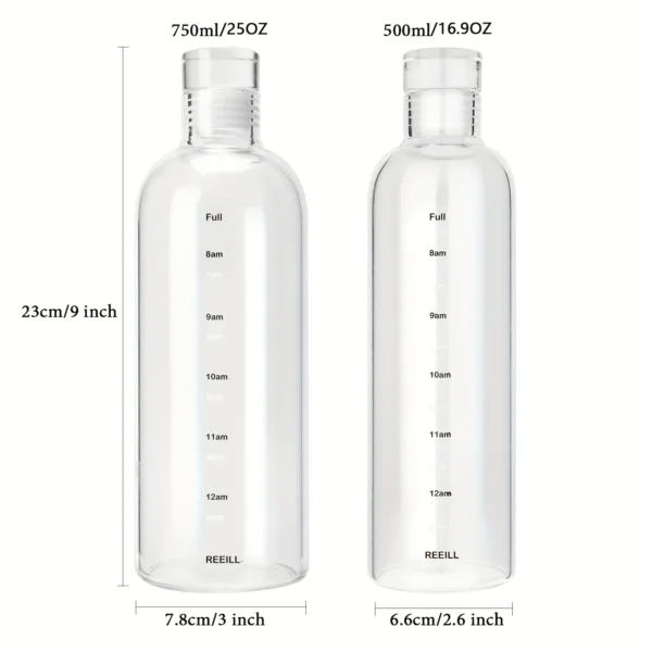 500/750ml Transparent Plastic Water Bottle Time Marker Creative Large - Image 6