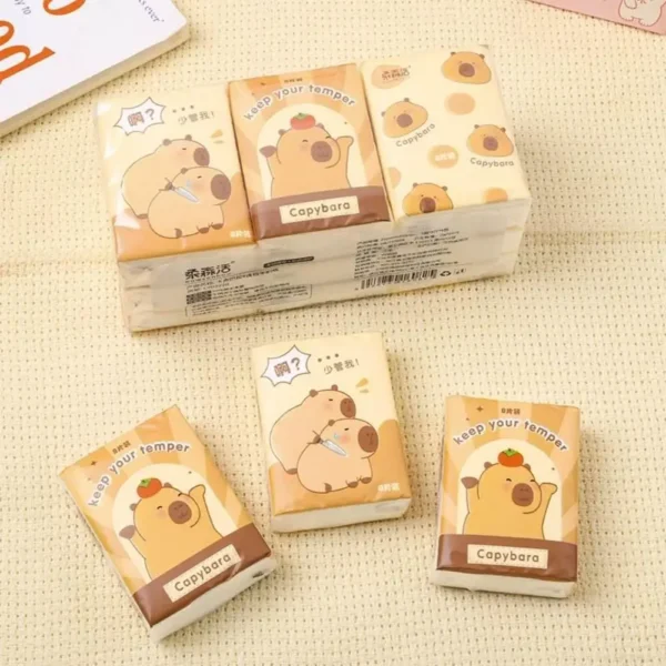 9 Packs Capybara Handkerchief Paper Soft 3Ply Panda Cartoon - Image 5