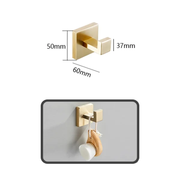 Brushed Gold Hardware Set Bathroom Shelf Towel Bar Rack - Image 5