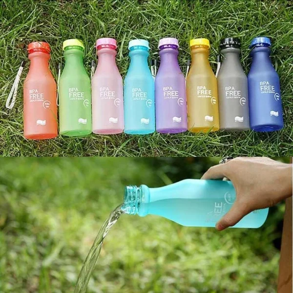 500ML Portable Candy Color Scrub Plastic Water Bottle Letter - Image 4