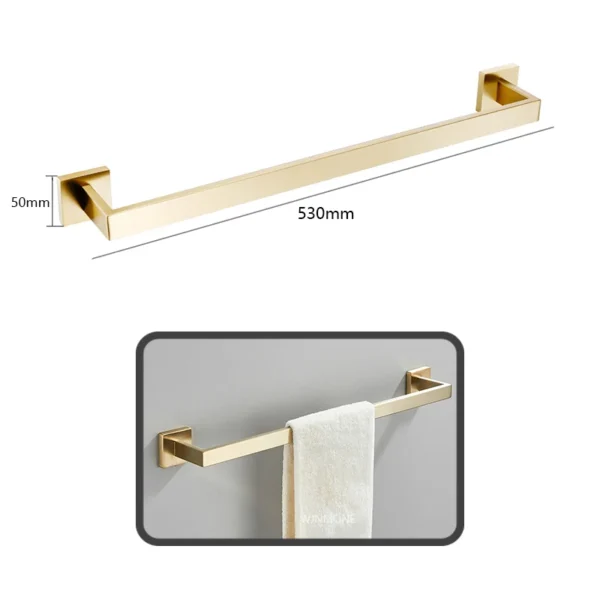 Brushed Gold Hardware Set Bathroom Shelf Towel Bar Rack - Image 2