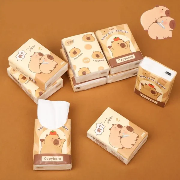 9 Packs Capybara Handkerchief Paper Soft 3Ply Panda Cartoon - Image 2