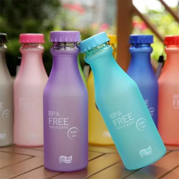 500ML Portable Candy Color Scrub Plastic Water Bottle Letter - Image 2