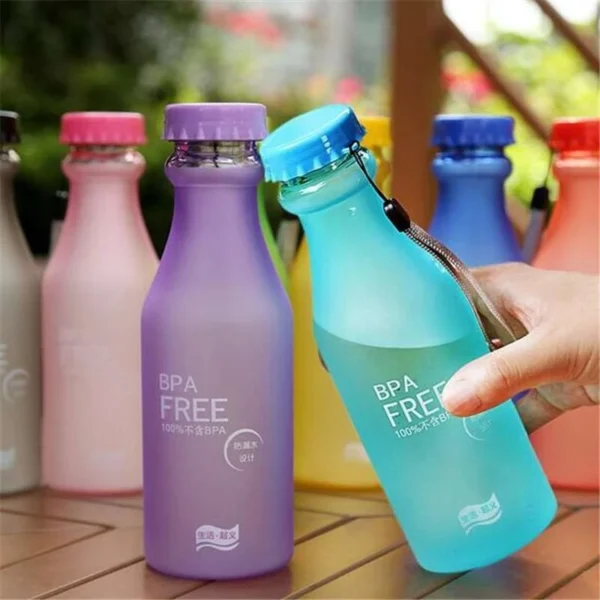 500ML Portable Candy Color Scrub Plastic Water Bottle Letter