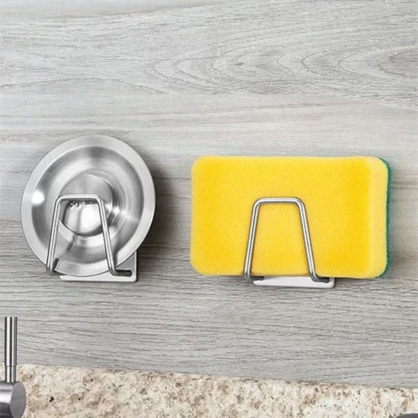 Stainless Sponges Holder Steel Kitchen Self Adhesive Sink - Image 2