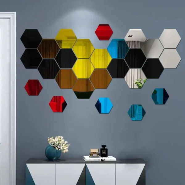 6/12pcs 3D Hexagon Mirror Wall Sticker Rose Gold DIY TV Background Living Room Stickers Wall Decor Bedroom Bathroom Home Decor - Image 3