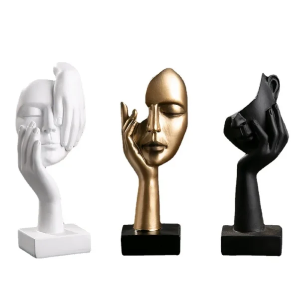 Resin Abstract Statue Desktop Ornaments Sculpture Figurines Face Character Nordic Light Luxury Art Crafts Office Home Decor - Image 3