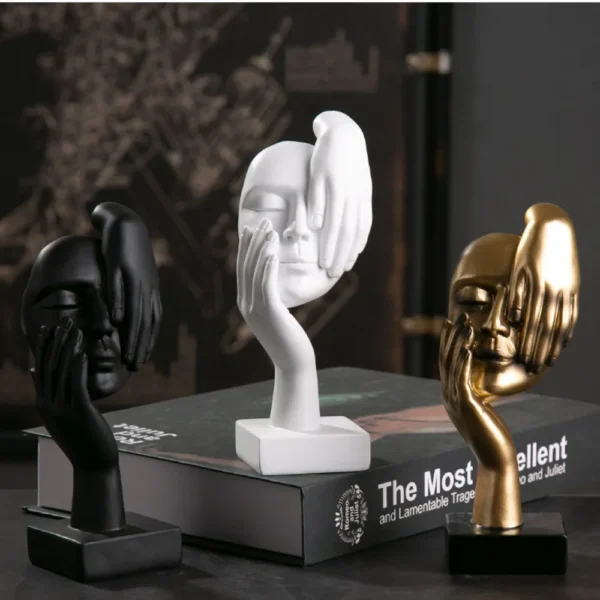 Resin Abstract Statue Desktop Ornaments Sculpture Figurines Face Character Nordic Light Luxury Art Crafts Office Home Decor - Image 2